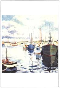 1984-14: Drie rustende vissersboten
A. Lemaitre (Luik, 1886 - Milhars 1975)