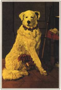 1984-4: Bescherming 
(Jozef Stevens, 1816-1892)
In zijn realistische stijl wordt de straathond of de hond van de misère uit de volksbuurten verheerlijkt.